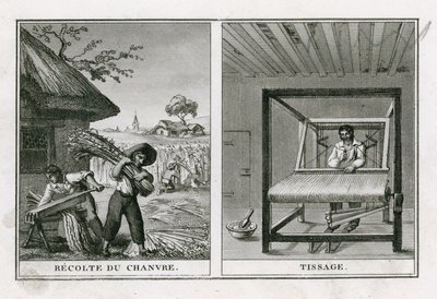 麻の収穫と麻の製織 作： French School