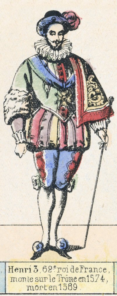 第62代フランス王アンリ3世（1574年即位、1589年死去）（カラー図版 作： French School