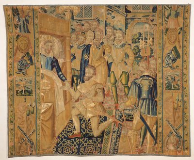 アンボン3世（1551年から891年）、ブルボンにアンリ3世（1553年から1610年）に力の記章を与える 作： French School