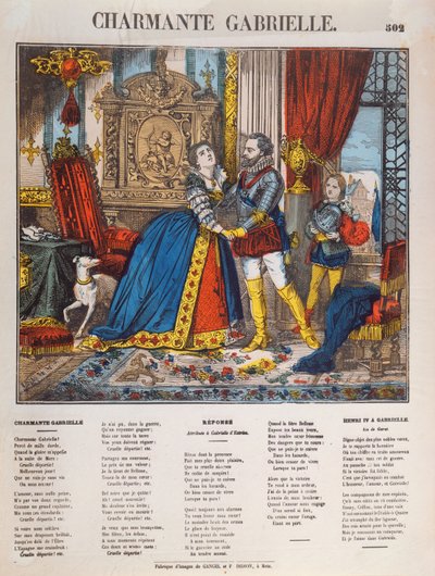 アンリ4世（1553-1610）、フランス国王と彼のミストレスガブリエルデストリー（1573-99） 作： French School