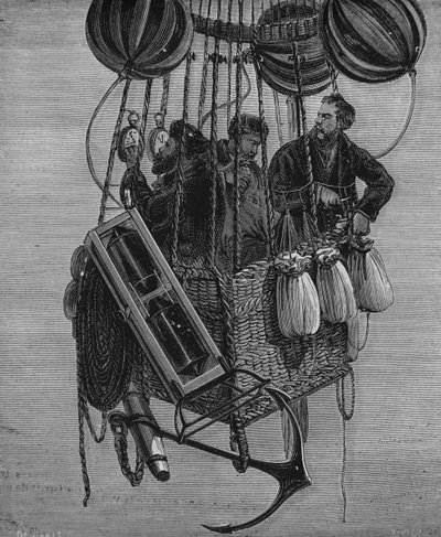 ヘンリスセオドアシヴェル（1834-75）、ジョセフクローチェスピネッリ、ジェラールティサンディエ、風船ゼニスのゴンドラ、1875年4月15日 作： French School