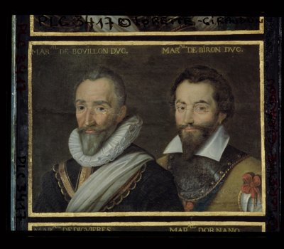 アンリ・ド・ラ・トゥール・ドーベルニュ（1555-1623）ブイヨン公爵とシャルル・ド・ゴントー（1562-1602）ビロン公爵、1617-38 作： French School