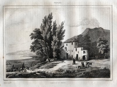 ヴェスヴィオ山のエルミタージュ - ERMITAGE DU VESUVE NAPLES ITALY - Vesuvio M. de Norvins, Ch. Nodier 1834-1836による "Picturesque Italy" - History and Descriptive Painting of Italyからのエングレーヴィング。 作： French School