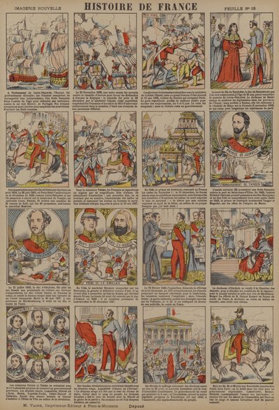ルイフィリップの即位から1848年の革命までのフランスの歴史（カラーリトグラフ） 作： French School