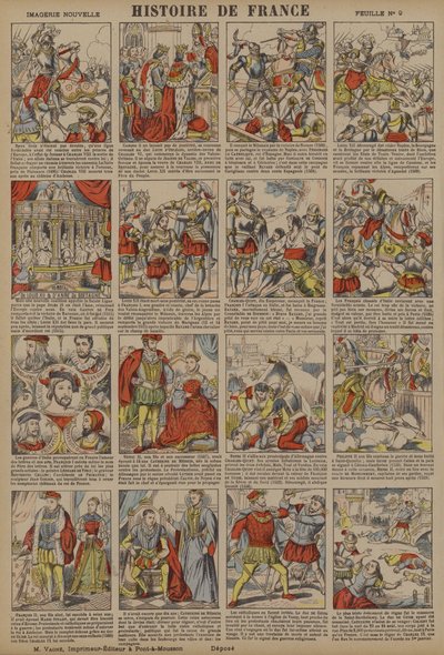 シャルル8世の死から聖バルトロメオの日の虐殺までのフランスの歴史（カラーリトグラフ） 作： French School