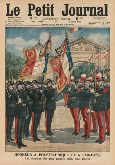 1914年4月26日、ルプティジャーナルの表紙イラスト、サプリメントイラストレーター、ポリテクニックとサンシルを表彰 作： French School