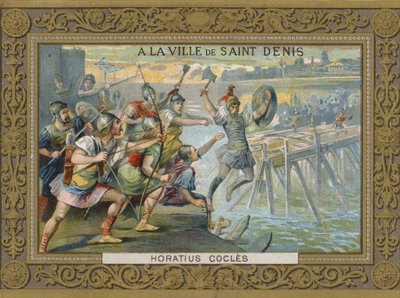紀元前6世紀のテベレ川に身を投げたホラティウスコクレ 作： French School