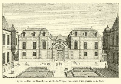 Hotel de Bizeuil、rue Vieille-du-Temple; Jマロットによる彫刻のファクシミリ 作： French School