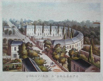 オルレアン地区ハレ通りの住宅計画（完成）、1840-50年頃（カラーリトグラフ） 作： French School
