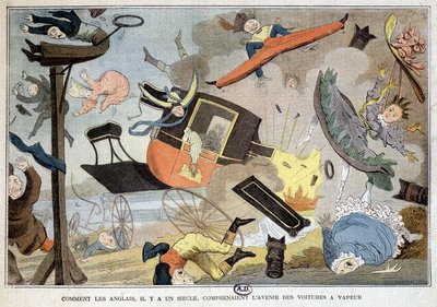 100年前のイギリス人は、蒸気自動車の未来をどのように理解していたのか：爆発エンジンに関する漫画 - イギリス 作： French School