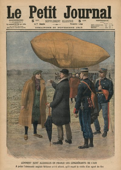 フランスの空気征服者を歓迎する方法、アーネストウィローズ、「Le Petit Journal」のイラスト、補足イラストレーター、1910年11月20日 作： French School
