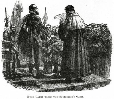 ヒュー・カペットが宣誓を執筆、1882年頃（木の彫刻） 作： French School