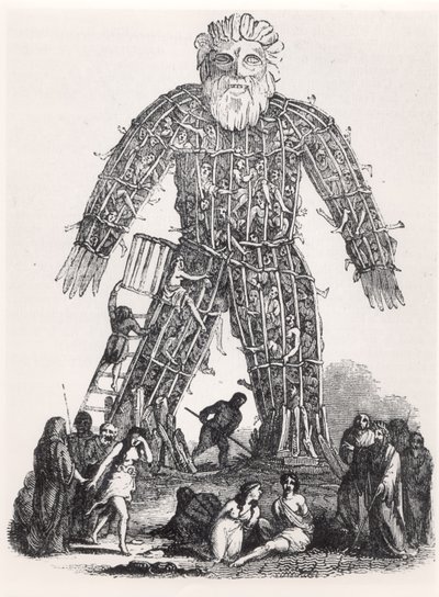 マガシンピトレスク作、ウィッカーマンのガリッシュドルイドによる人間の犠牲、1833年 作： French School