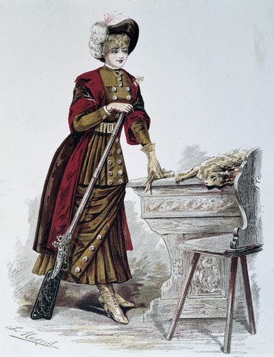 狩猟、女性-「ラ・ヌーベル・モード」1898年9月号に掲載。 作： French School