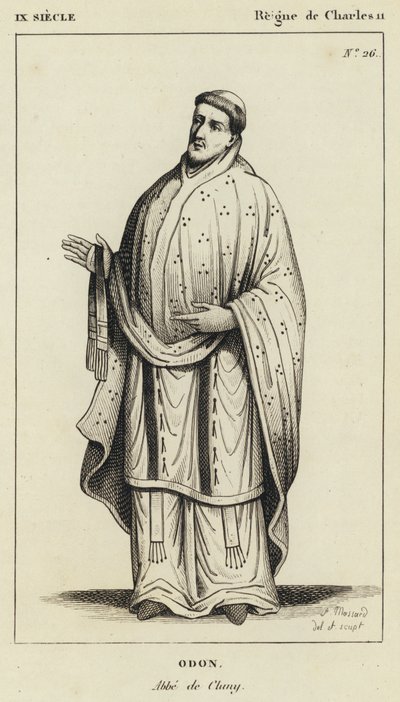 IX Siecle, Regne de Charles II, Odon, Abbe de Cluny (e.g. engraving) 作： French School