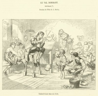 Ichabod Crane dans son ecole (e.g. engraving) 作： French School