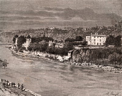 リヨン9区のソーヌ川中流にあるイル・バルベ - V.-A. Malt-Brownの "La France illustree: geography, history, statistical administration "に掲載された彫刻。V.-A. Malt-Brown著「La France illustree: Geography, History, statistical administration」に掲載されている。1884 作： French School