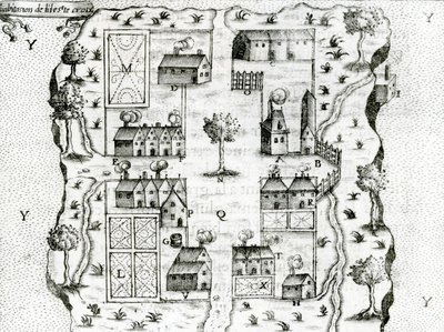 Ile Ste。サミュエルドシャンプラン（c.1580-1635）による航海からの、1604年のアカディアでのフランス領の最初の開拓地、クロワ、1613年 作： French School
