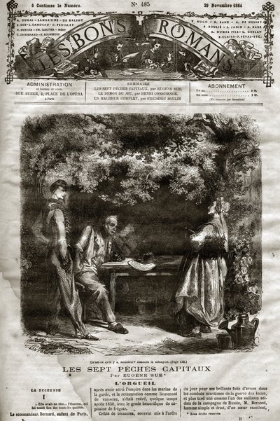 1864年11月29日の「The Bons Romans」に掲載されたEugene Sueの小説「The Seven Capitals」の挿絵。 作： French School