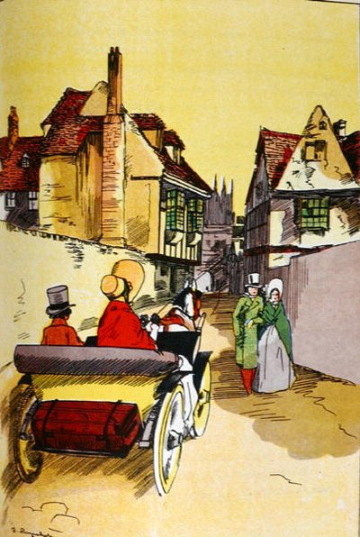 チャールズ・ディケンズ(1812-70)の「David Copperfield」の挿絵(カラーリトグラフ) 作： French School