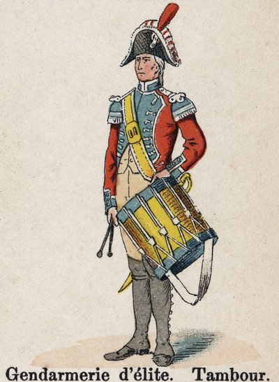 帝国軍ナポレオン1世：精鋭憲兵隊 - 太鼓。Lienhart and Humbert著『Les Uniforms de l