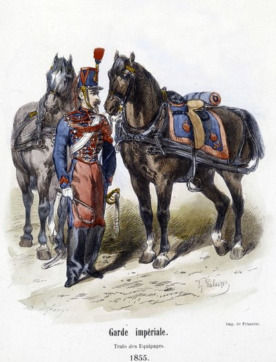 帝国軍：1855年の乗組員の列車-A.バルビエの「軍隊の歴史」より 作： French School
