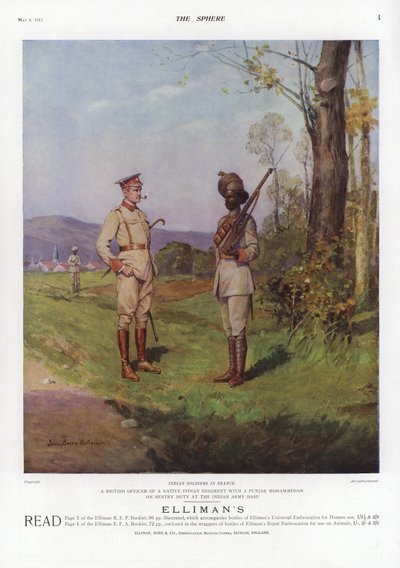 1914年の第一次世界大戦、フランスのインドの兵士 作： French School