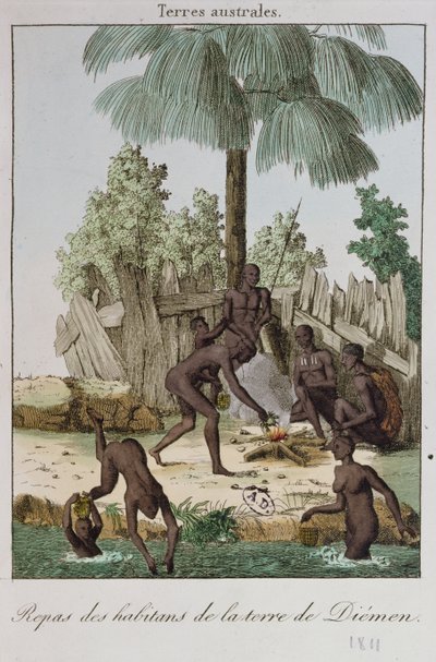 食事を準備するディーメンの住民、1811 作： French School