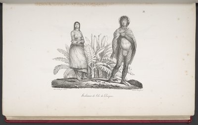 アメリカ、アジア、アフリカ、大洋の島々からの野蛮人の肖像画を含む、世界一周の絵のような航海からのイースター島の住民。 風景、海の景色、いくつかの自然史オブジェクト。 dを伴う 作： French School