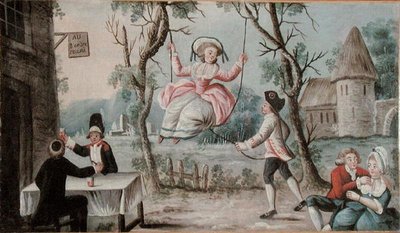 三つの秩序の再会を描いた酒場の看板 1789年頃（木に油彩） 作： French School