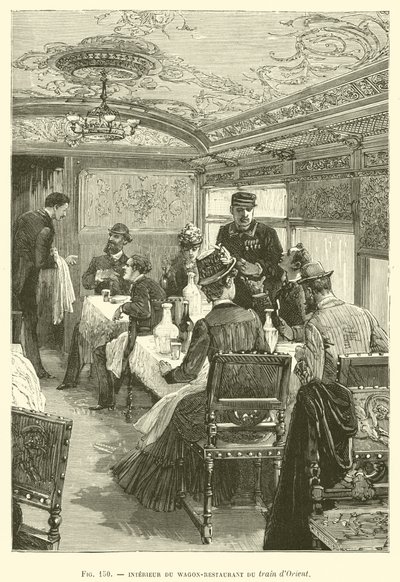 オリエント鉄道の食堂車の内部（彫刻 作： French School