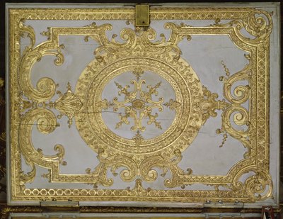 チャペルのインテリア、ルイ14世風のオルガン（ドアビュッフェ）（金、漆喰、木のレリーフ） 作： French School