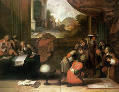 地理学者と数学者がいる部屋の内部、1680〜90年 作： French School