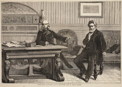 ビスマルク伯爵とM.ジュールファーブルの間のインタビュー、1870年9月、フランスとドイツの間のカッセルの戦争の歴史、1870年から1871年までのイラスト 作： French School