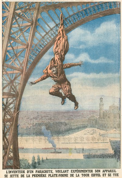 パラシュートの発明者がエッフェル塔からジャンプ 作： French School