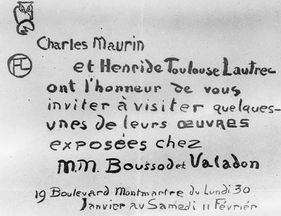 シャルル・モーリンとアンリ・ド・トゥールーズ・ロートレックの作品の展示会への招待 作： French School