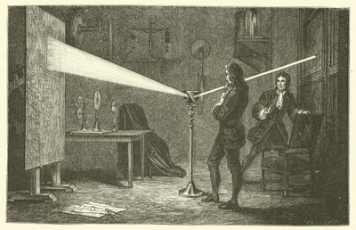 アイザック・ニュートンが光を分解する様子（彫刻 作： French School