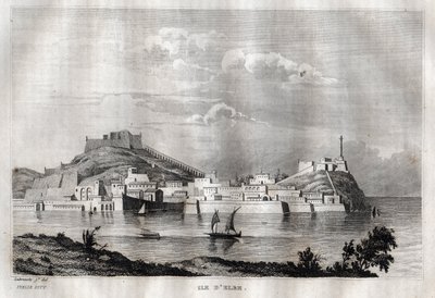 エルバ島 - トスカーナ州 - M. de Norvins, Ch. Nodier 1834-1836による "Picturesque Italy" - History and Descriptive Painting of Italyからのエングレーヴィング。 作： French School