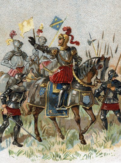 イタリア戦争：1509年5月14日、イタリアのアグナデル（ミラノ）の戦いでのフランス王ルイ12世（1462-1515）の姿。クロモリトグラフィー。 作： French School
