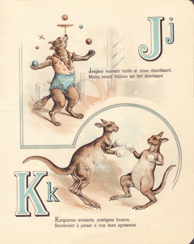 JK：うれしそうなキツネ、ジャグラー、カンガルー、キックボクシング 作： French School