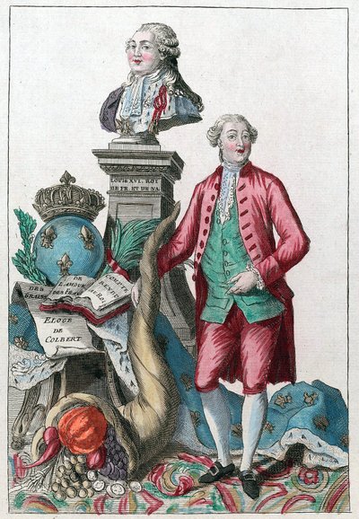 ジャック・ネッカー (1732-1804) - 偉大なるネッカーよ、あなたの賢明な思慮深さは、我々の心を満足させてくれるだろう、あなたはルイ16世の快楽の下、豊かさを取り戻してくれるだろう、豊かさの角 作： French School