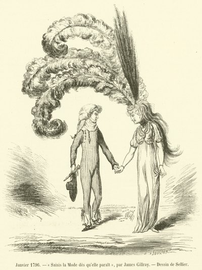 1796年1月 登場したファッションをすぐにつかむ（版画 作： French School