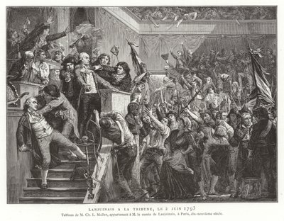 1793年6月2日、フランス革命、大会の演壇でのランジュイネコント、ジャンデニス 作： French School