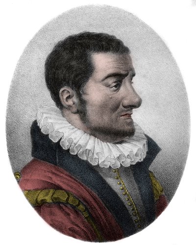 Jean Passerat (1534-1602) イギリスの政治風刺家・詩人 - エングレービング - 。 作： French School