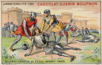 パリの城壁の前で傷ついたジョーン・オブ・アーク（クロモリト 作： French School