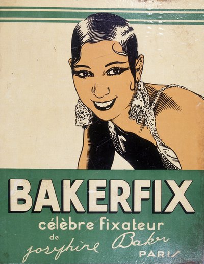 Josephine Baker - Bakerfixの広告。"ジョセフィン・ベイカーの有名な固定装置" 作： French School