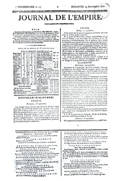 Journal de lEmpire、1805年9月29日（印刷） 作： French School