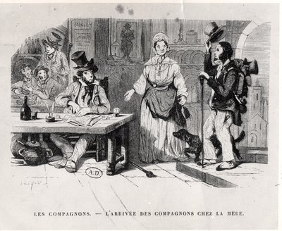 下宿に到着した旅人c。 1850 作： French School