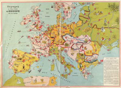 ヨーロッパのボードゲーム、1875年頃の旅 作： French School