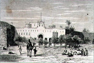 1860年代のスーダン・ハルツーム、アルフレッド・ルイ・サージェント(b.1828)が描いたもの(エングレーヴィング) 作： French School